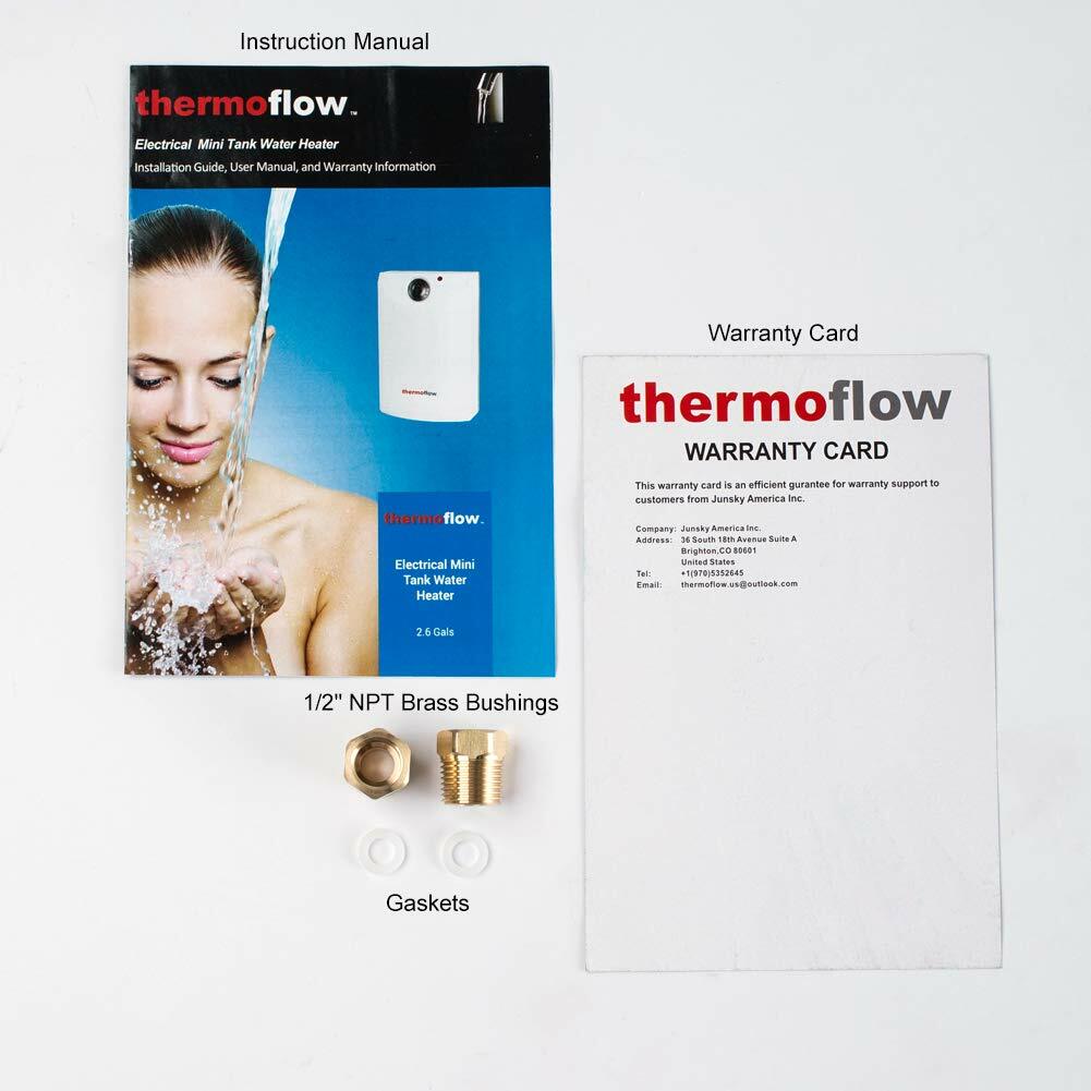 Thermoflow 2.5 Gallons 120 Volt Corded Electric Mini Tank Water Heater, Eliminate Time for Hot Water, Point of Use Water Heater