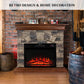 Stone Electric Fireplace, thermomate 40 Inch Stone Mantel Package with 23 Inch Electric Fireplace Built in, Modern Rock Face Electric Fireplace with Thermostat and Realistic Log Set, Brown