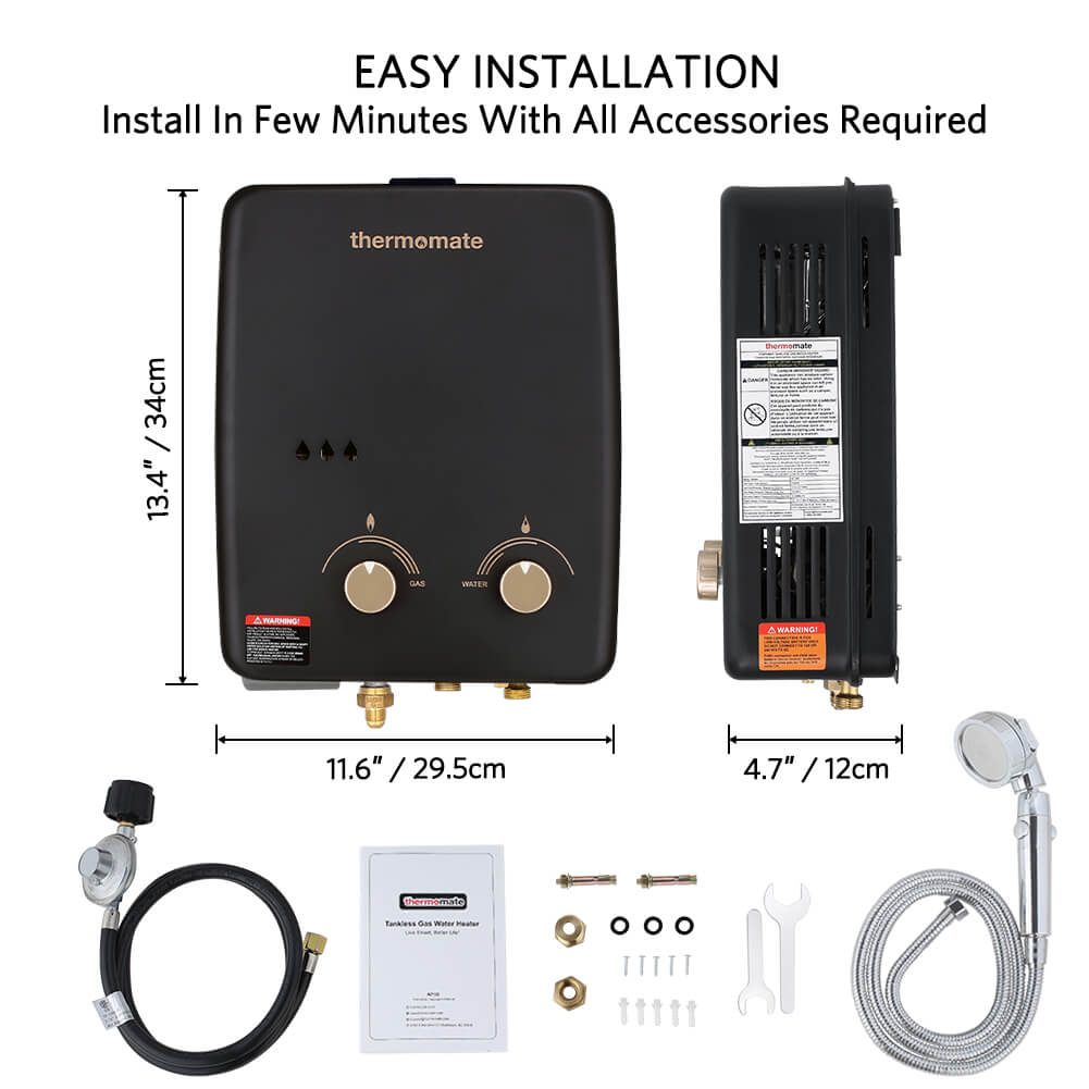Thermomate 5L Black Tankless Gas Water Heater - 1.32 GPM