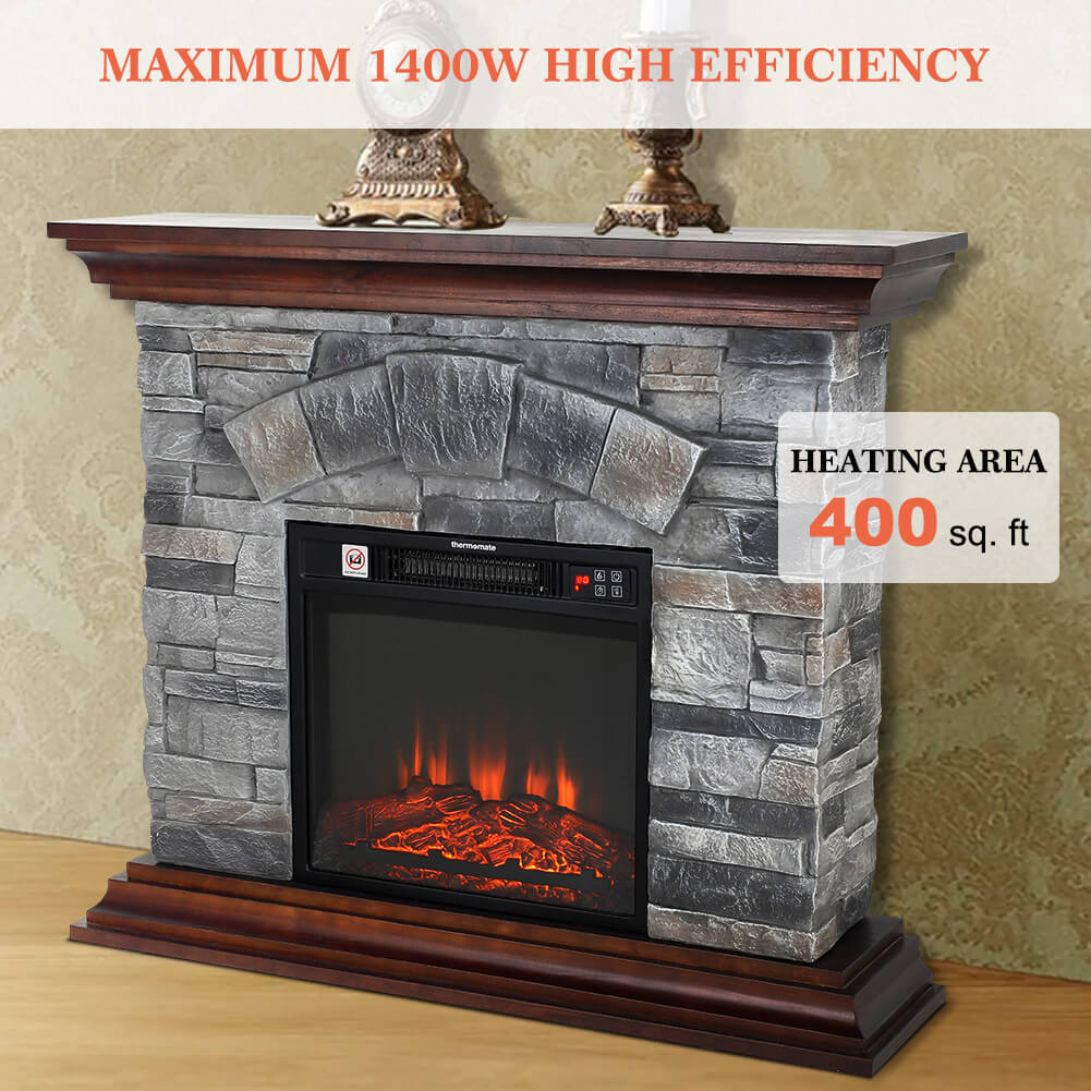 Stone Electric Fireplace, thermomate Grey