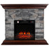 Stone Electric Fireplace, thermomate 40 Inch Stone Mantel Package with 18 Inch Electric Fireplace Built in, Modern Rock Face Electric Fireplace with Thermostat and Realistic Log Set, Grey