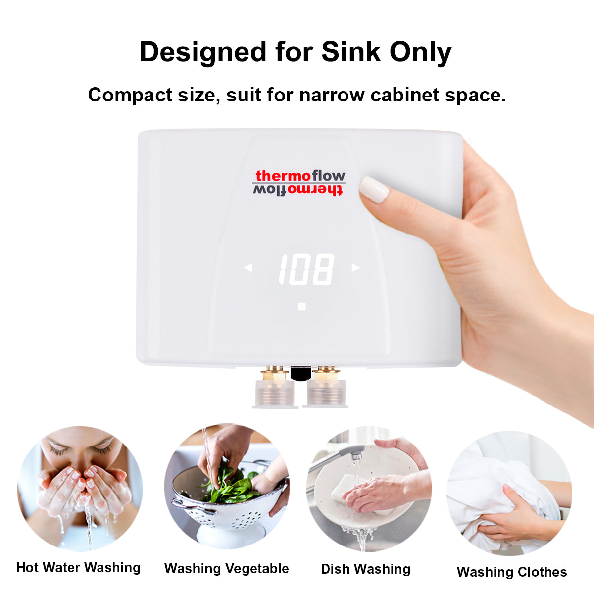Thermoflow Electric Mini Tank Water Heater, 2.5 Gallon 120V Corded Under  Sink Small Hot Water Heater for Point of Use Instant Hot Water 