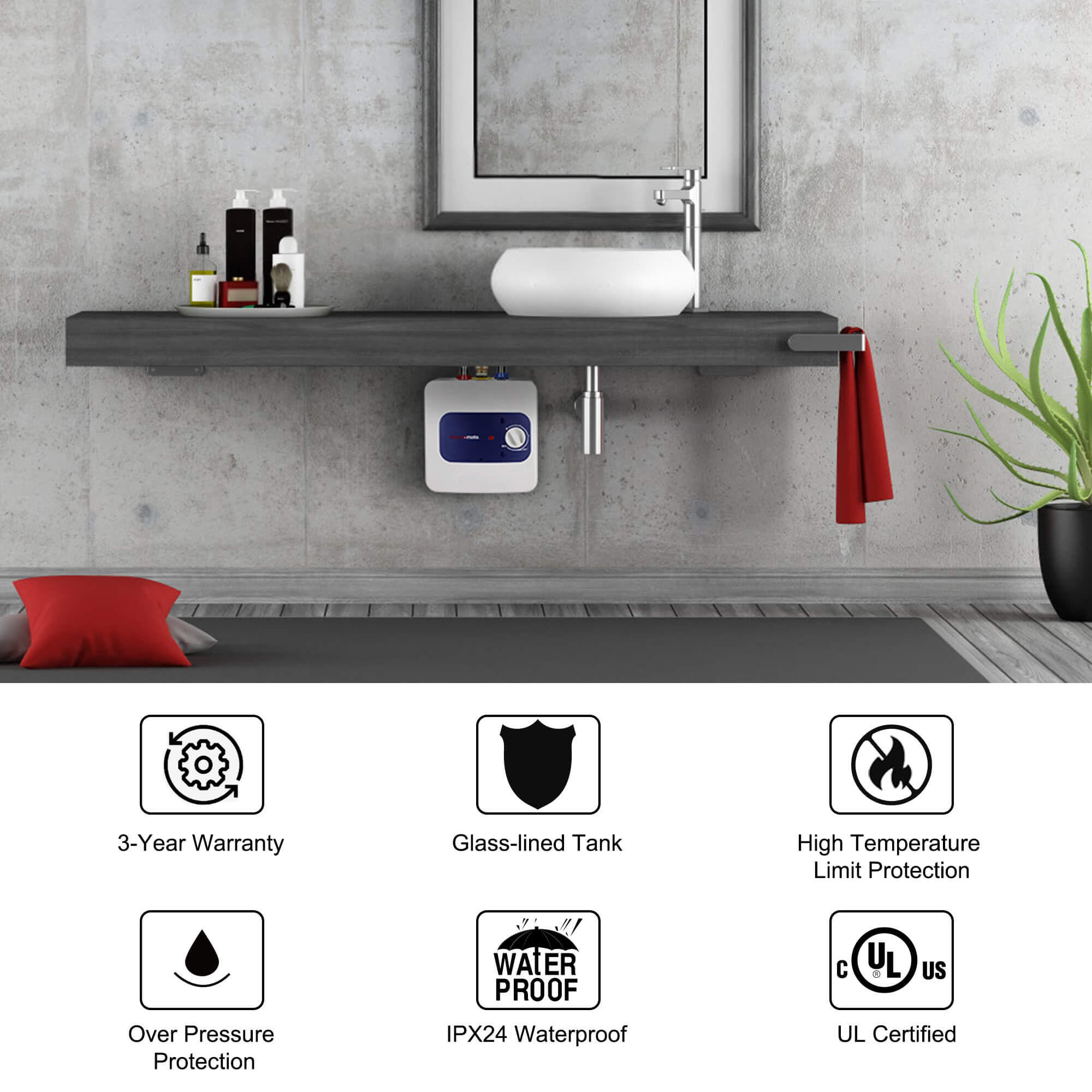 Wall Mounted Small Water Geyser For Kitchen VEVOR Electric Mini