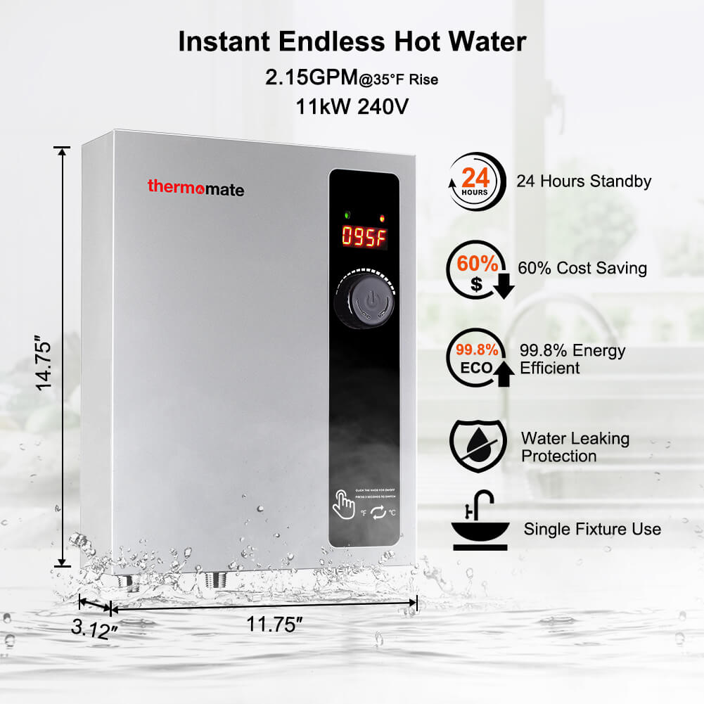 thermomate Electric Tankless Water Heater, 11kW at 240 Volt, 