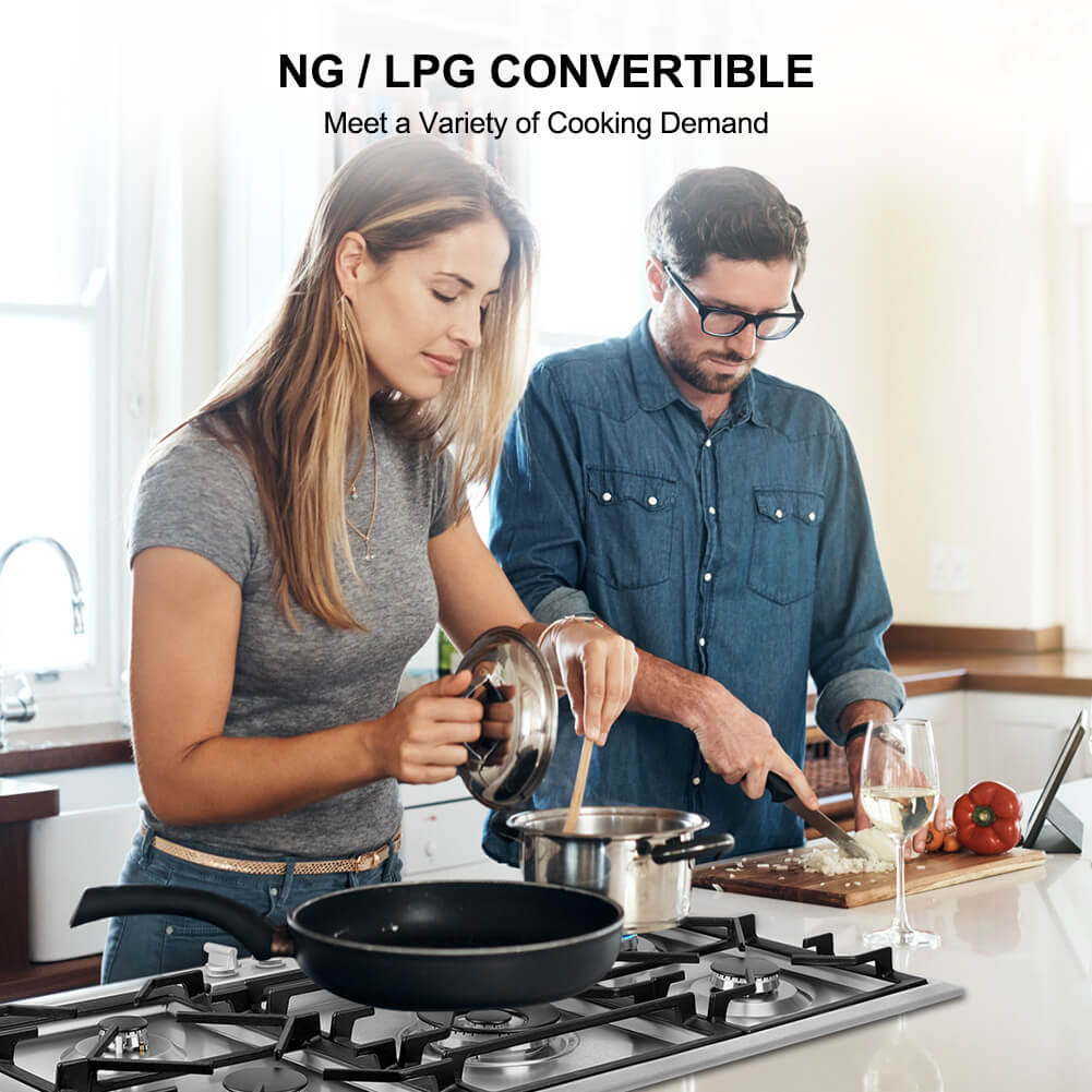 thermomate Built-in GAS Cooktop | 2 Safety Protections, Easy to Install, Easy to Clean, 2 GAS Supply options | 12-Inch - 2 Sabaf Burners