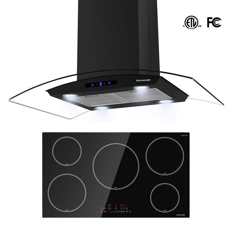 2 Piece Kitchen Appliances Packages w/ 36" Induction Cooktop & 36" Range Hood-IHTB915C & IRATB90