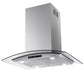 30 Inch Island Range Hood, thermomate 350 CFM Stainless Steel Stove Vent Hood with Aluminum Mesh Filters & 4 LED Lights, 3 Speed Exhaust Fan with Touch Control, Ducted/Ductless Convertible, Silver