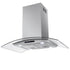 36 Inch Island Range Hood, thermomate 350 CFM Stainless Steel Stove Vent Hood with Aluminum Mesh Filters & 4 LED Lights, 3 Speed Exhaust Fan with Touch Control, Ducted/Ductless Convertible, Silver