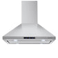 30 Inch Island Range Hood, thermomate 350 CFM Stainless Steel Stove Vent Hood with Aluminum Mesh Filters & 4 LED Lights, 3 Speed Exhaust Fan with Touch Control, Ducted/Ductless Convertible, Silver