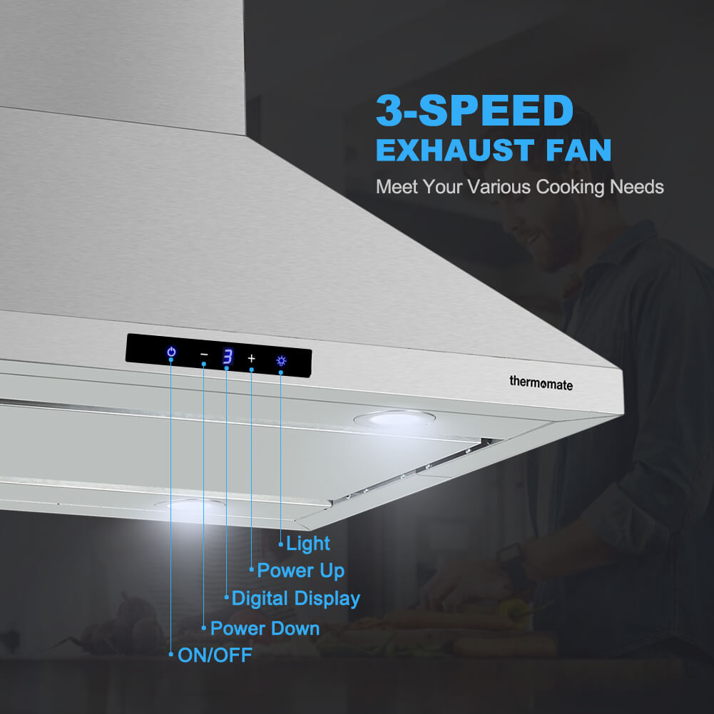 30 Inch Island Range Hood 350 CFM with Touch Control