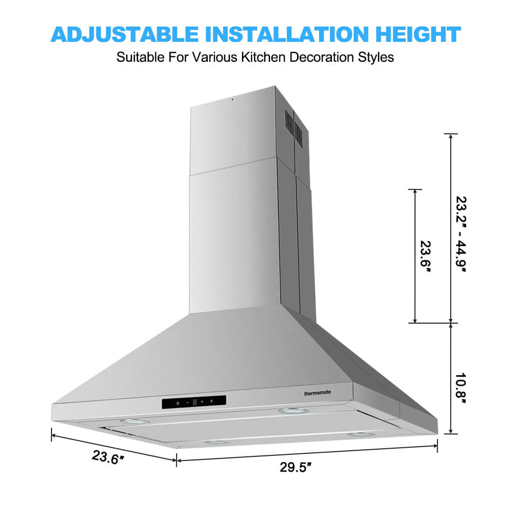 30 Inch Island Range Hood 350 CFM with Touch Control