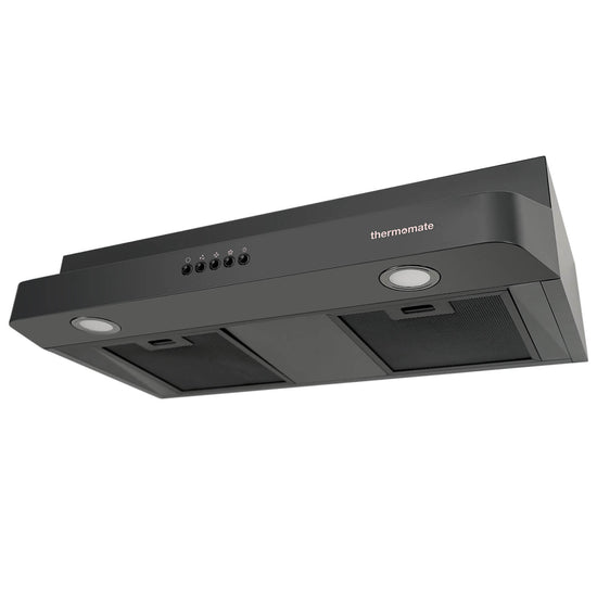 30 Inch Under Cabinet Range Hood, thermomate 230CFM Slim Vent Hood with 3 Speed Exhaust Fan, Insert Ducted Range Hood with 2 LED Lights, Black